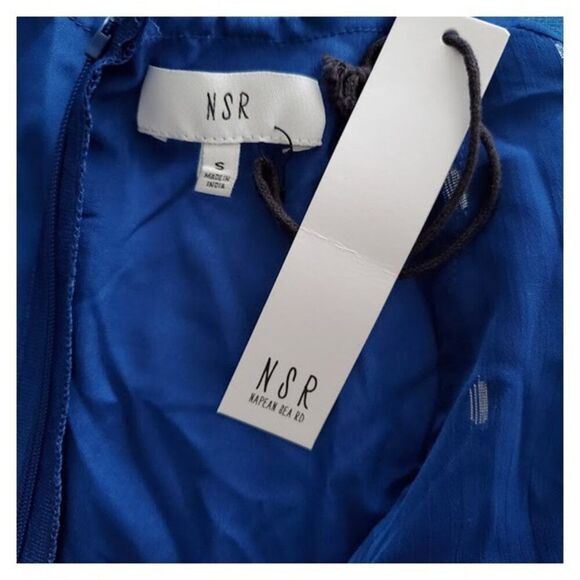 NWT NSR Royal Blue Metallic Dot Plunging V-Neck Midi Dress Sz S Cocktail Holiday - Picture 8 of 13